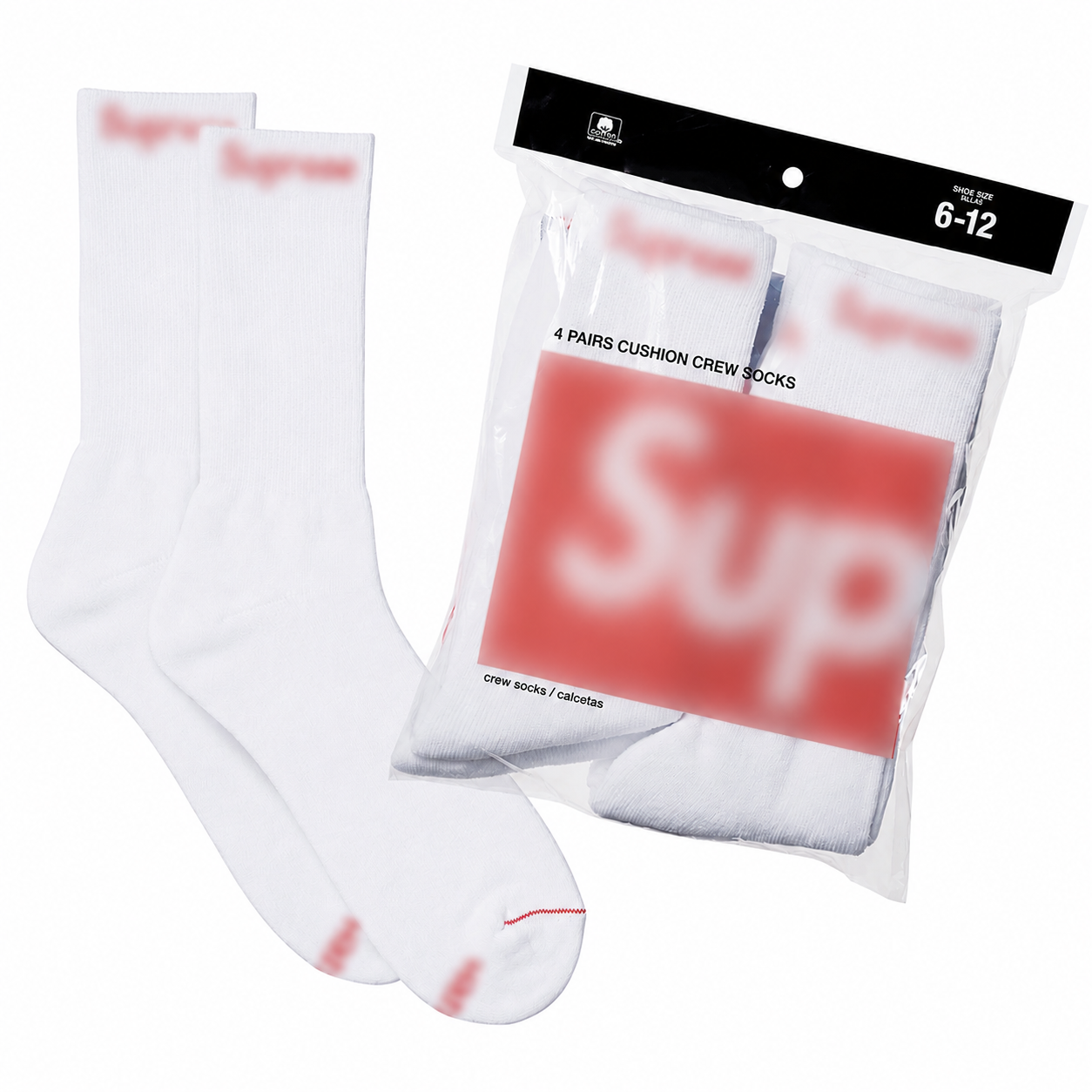 (SUP) Crew Socks (4 PACK) black/white